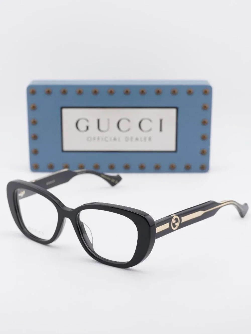 Gucci GG1559OK 001 Cat Eye Eyeglasses –Shiny Black 54mm